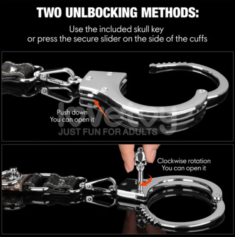 กุญแจมือโลหะพรีเมียม Rebellion Reign Heavy Metal Handcuffs (Silver) | LordToys