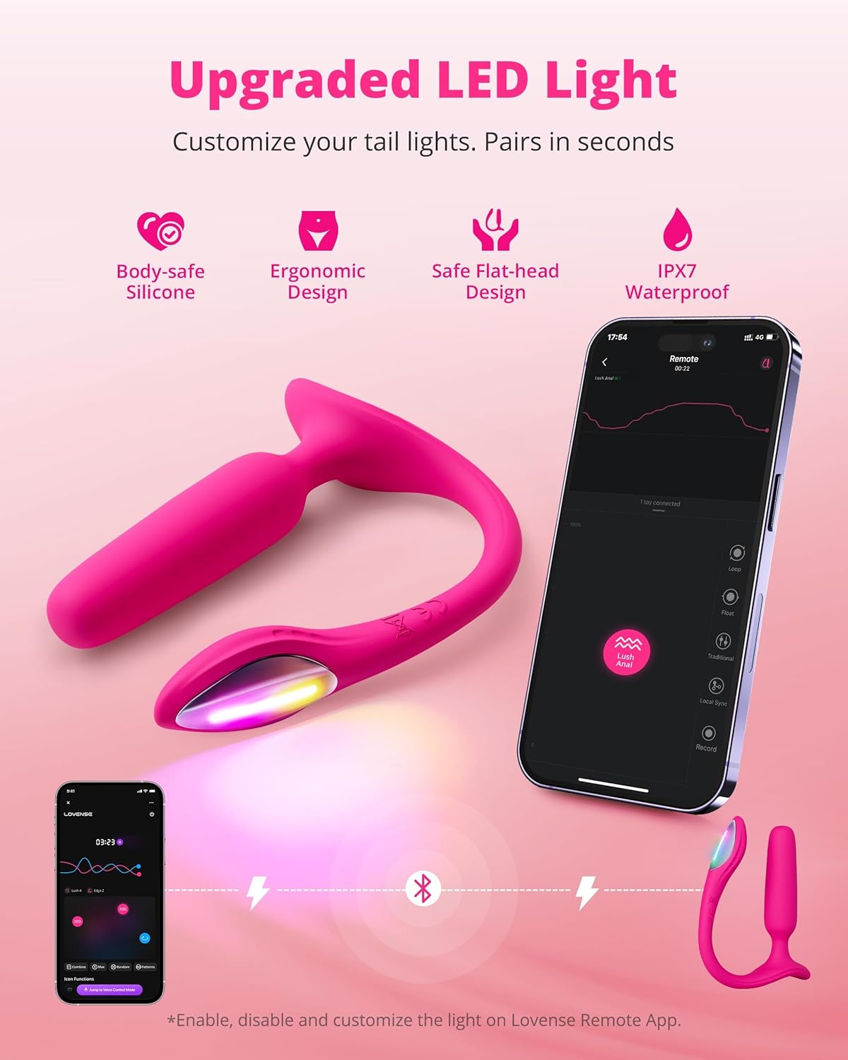 Lovense Lush Anal butt plug อัจฉริยะ ควบคุมผ่านแอปทางไกล | LordToys